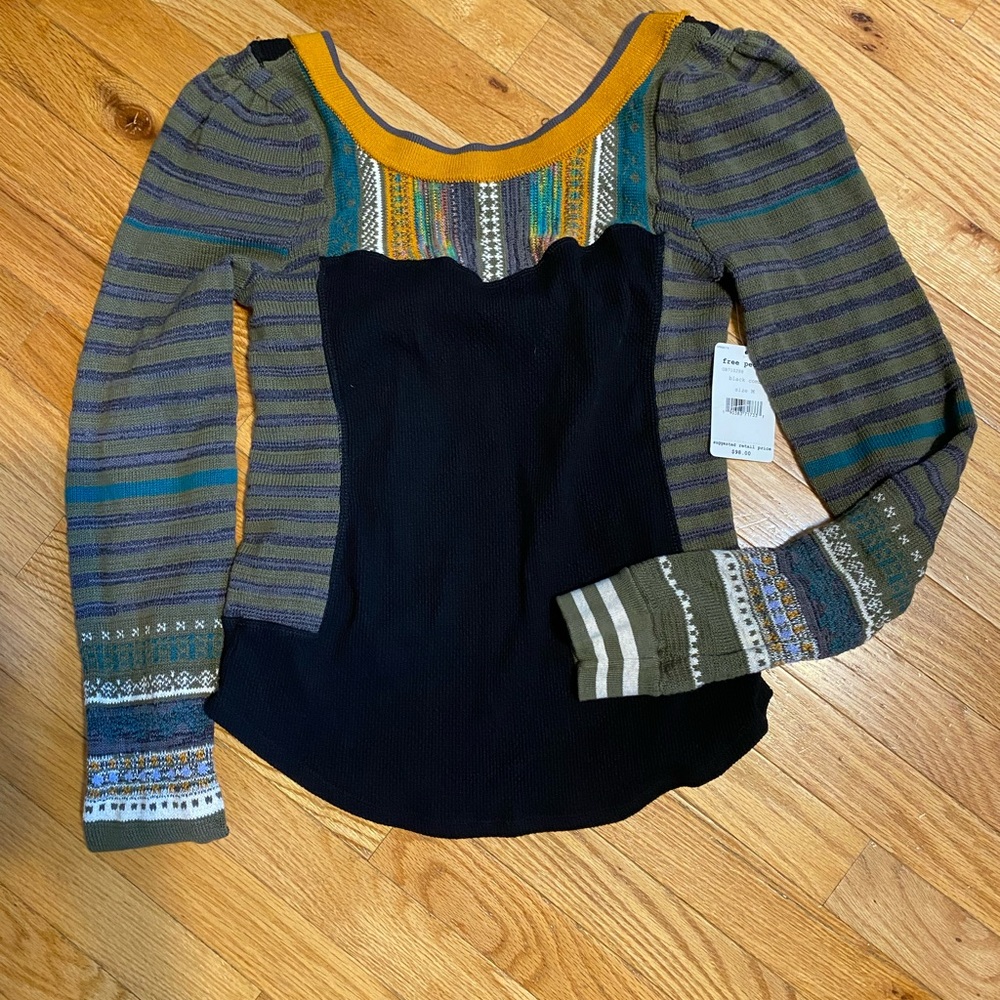 Free People Sweet Gal Thermal Long Sleeve Top NWT.